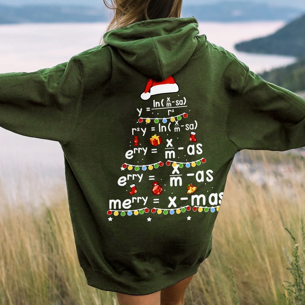 Christmas Math Printed Back Unisex Cotton Hoodie