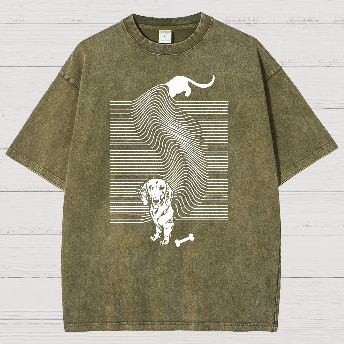 Funny Line Dog Vintage Distressed T-shirt