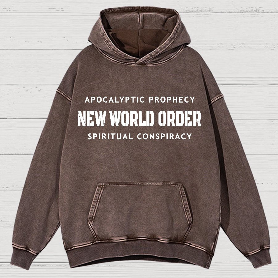 New World Order Spiritual Conspiracy Vintage Distressed Hoodie