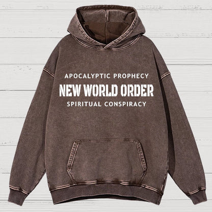 New World Order Spiritual Conspiracy Vintage Distressed Hoodie