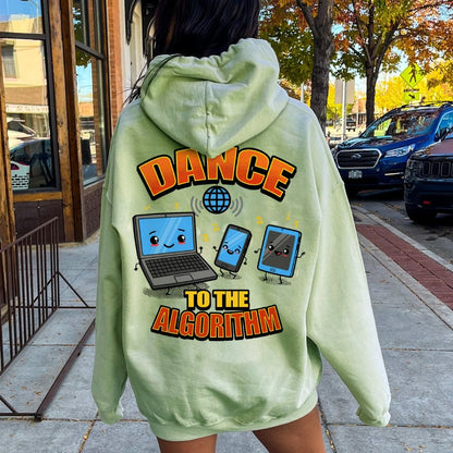 Dance To The Algorithm Funny Printed Back Unisex Cotton Hoodie