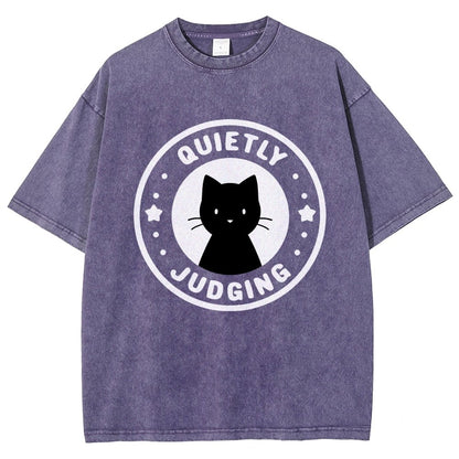 Quietly Judging Cat Vintage Distressed T-shirt
