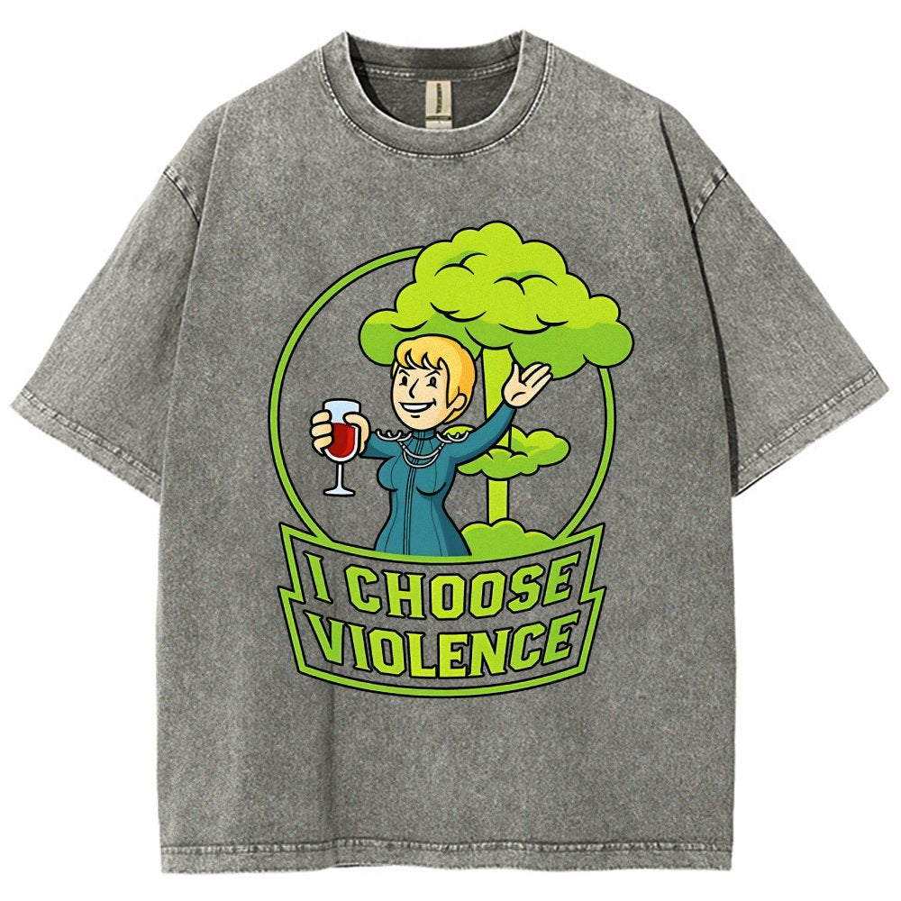 I Choose Violence & Green Atomic Vintage Distressed T-shirt