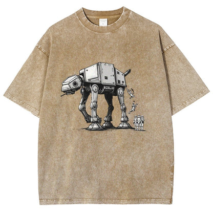 Mechanical Robot Dog Poop Vintage Distressed T-shirt