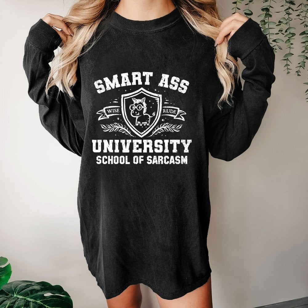 Smart Ass University Washed Long Sleeve Tee