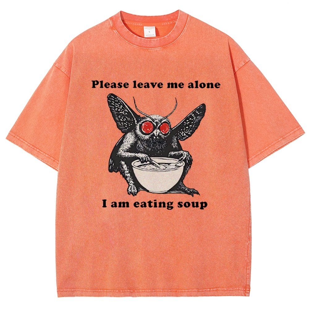 Mothman Eating Soup Please Leave Me Alone I Am Eating Soup Vintage Distressed T-shirt