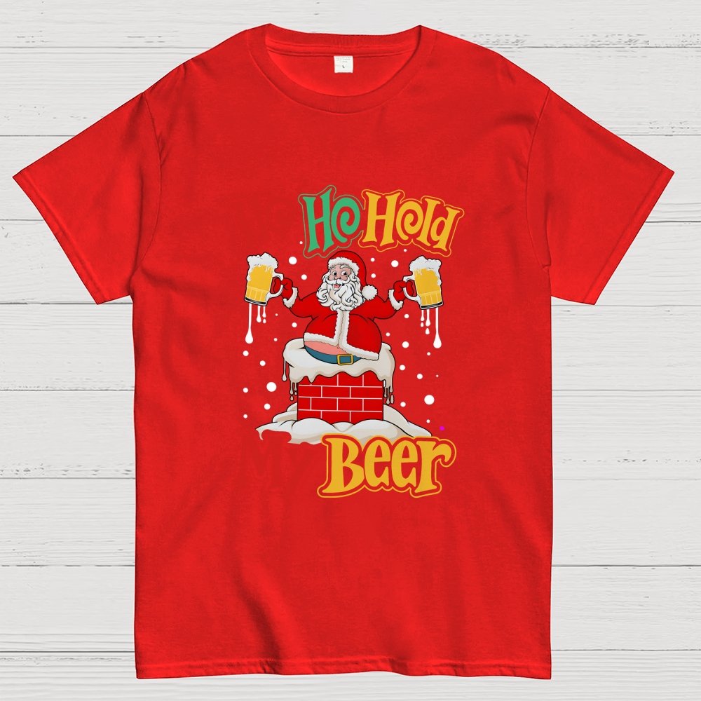 Ho Ho Hold My Beer Christmas Geek T-Shirt