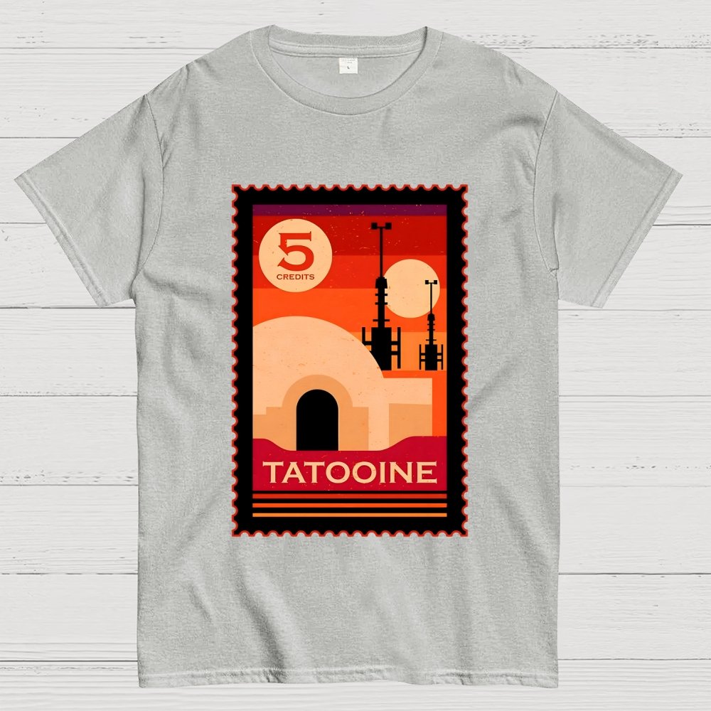 Double Suns Retro Postage Stamp Geek T-Shirt