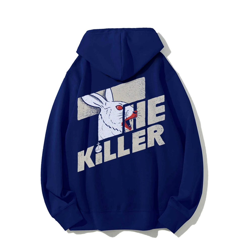 Mysterious Rabbit Printed Back Unisex Cotton Hoodie