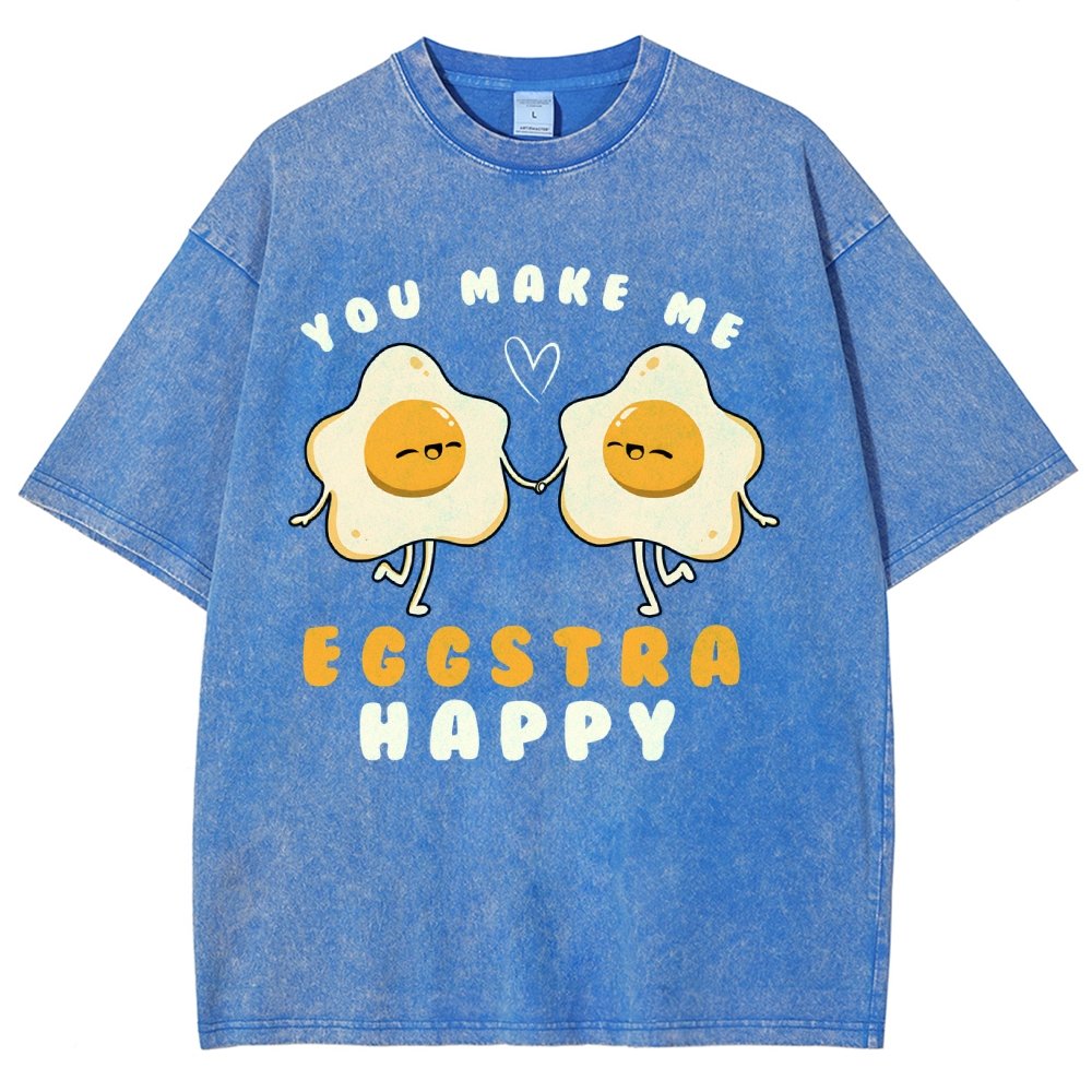 You Make Me Eggstra Happy Vintage Distressed T-shirt