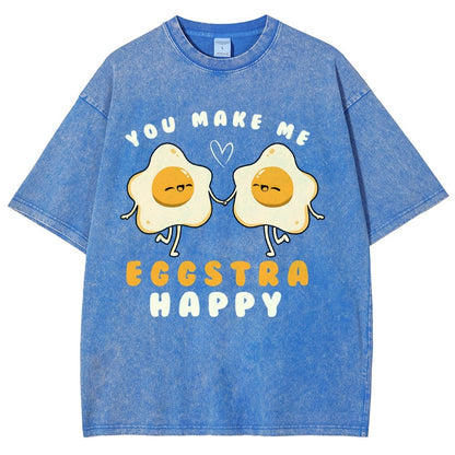 You Make Me Eggstra Happy Vintage Distressed T-shirt