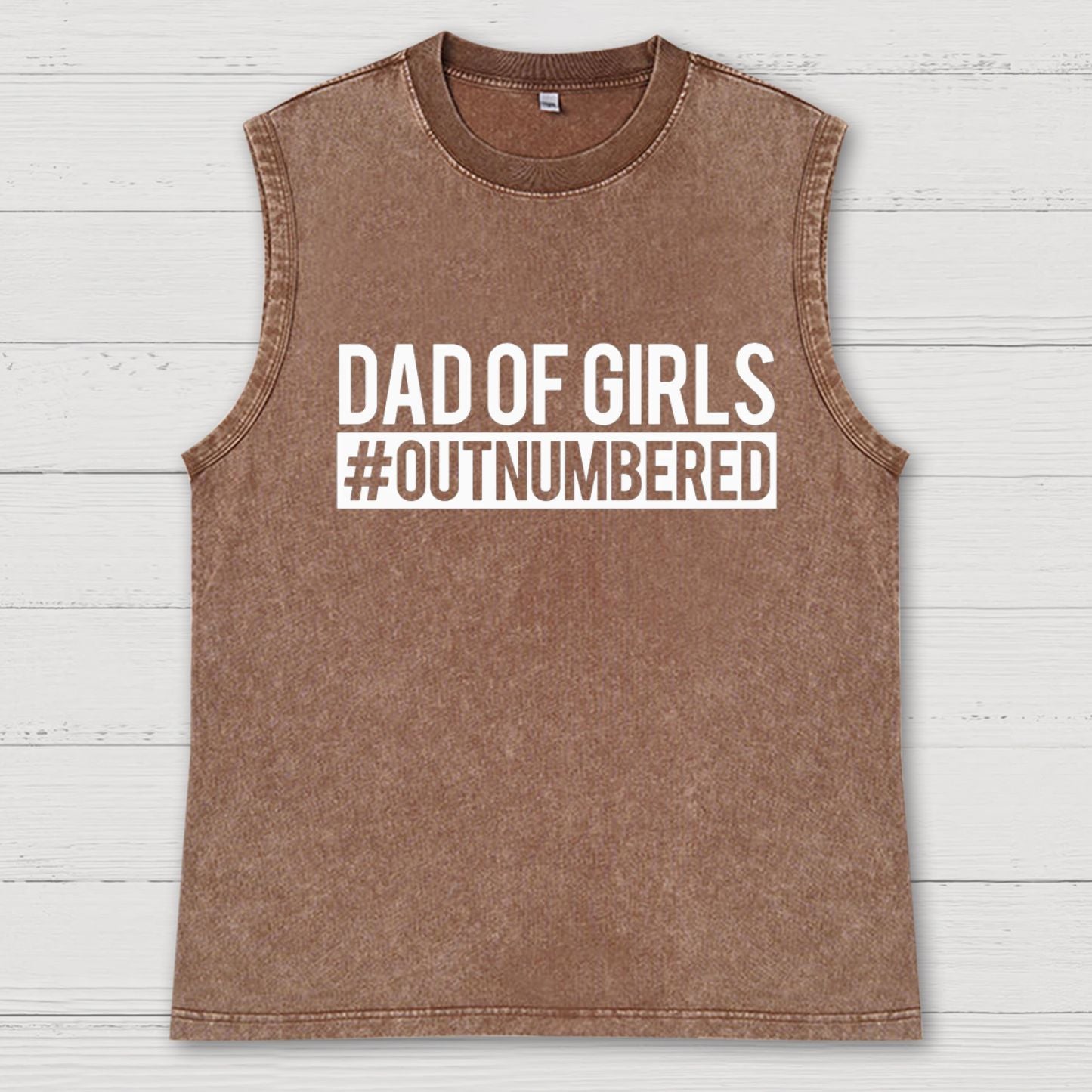 Dad of Girls Outnumbered Vintage Distressed Washed Tank