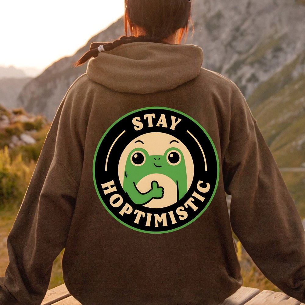 Stay Hoptimistic Printed Back Unisex Cotton Hoodie