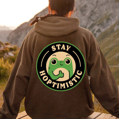 Stay Hoptimistic Printed Back Unisex Cotton Hoodie