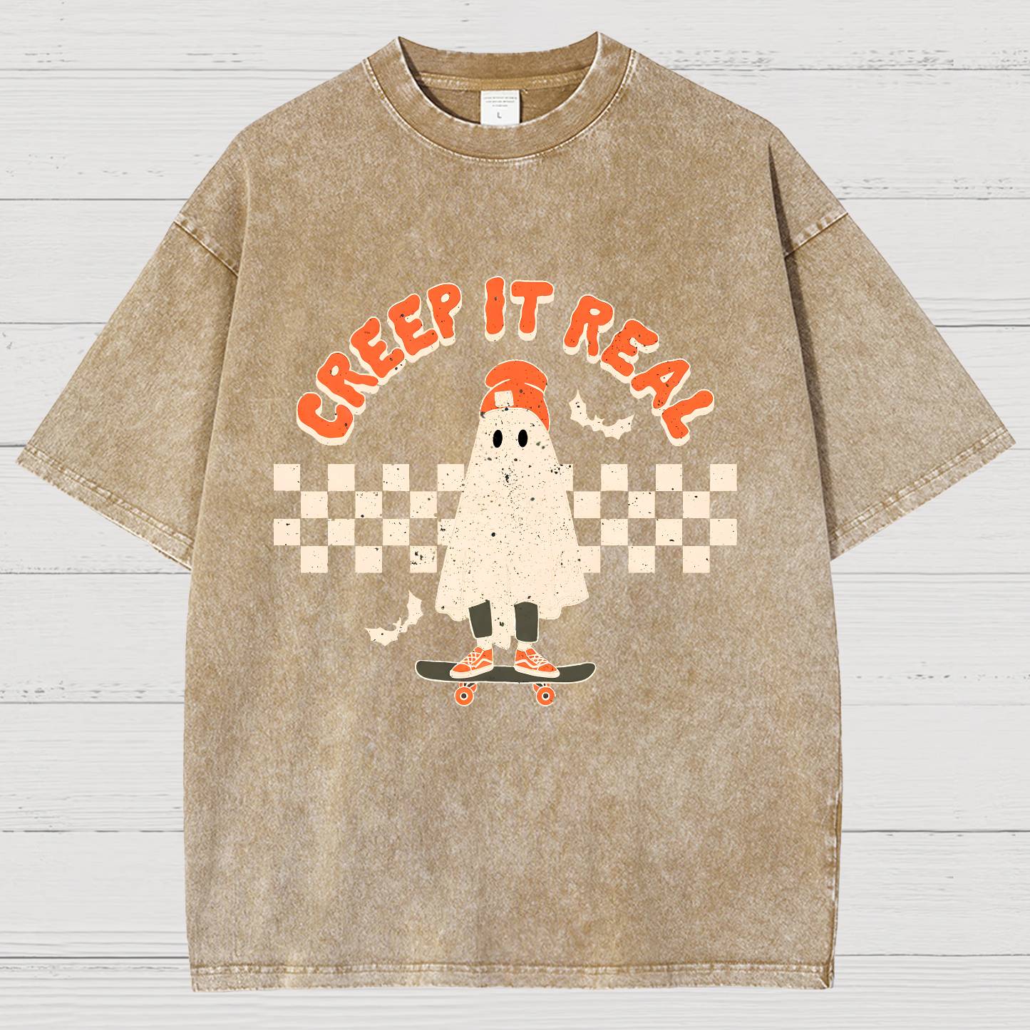 Creep it Real Vintage Ghost Halloween Vintage Distressed T-shirt