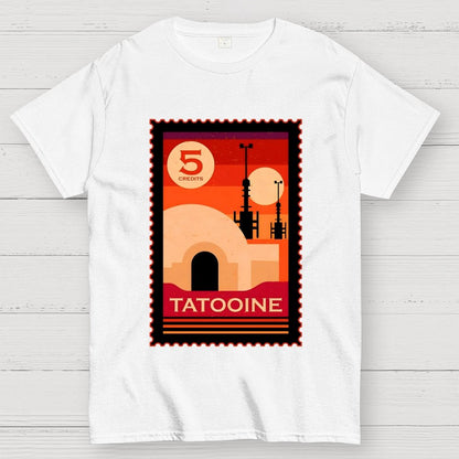 Double Suns Retro Postage Stamp Geek T-Shirt