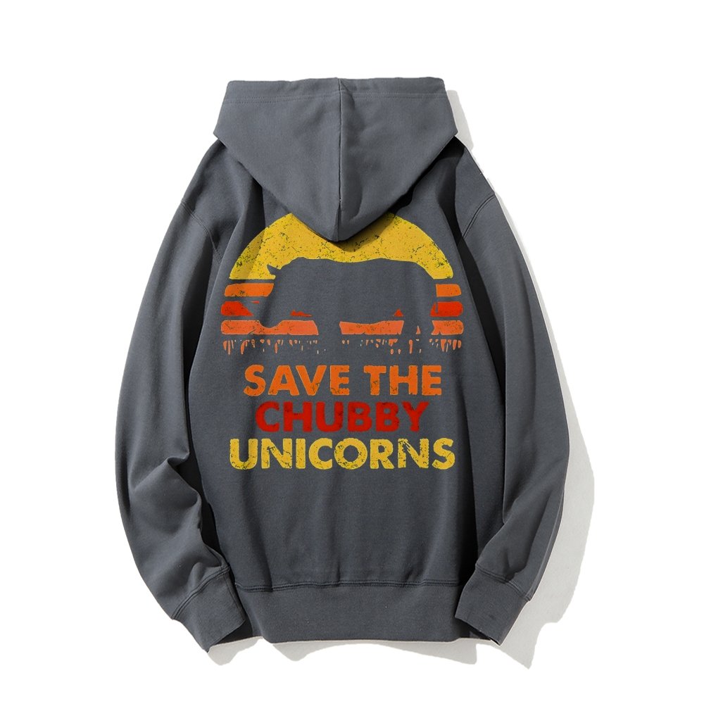 Save The Chubby Unicorns  Printed Back Unisex Cotton Hoodie