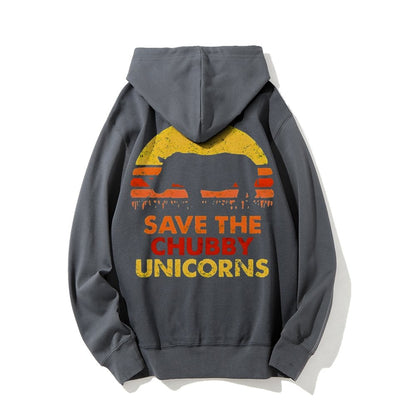 Save The Chubby Unicorns  Printed Back Unisex Cotton Hoodie