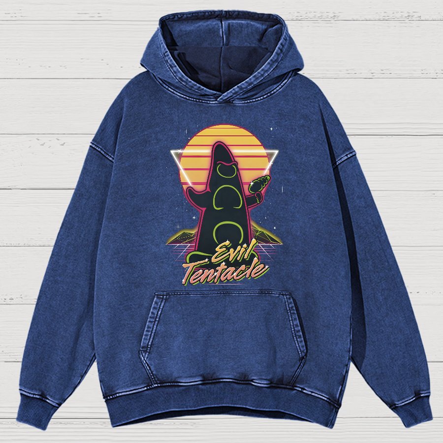 Retro Evil Tentacle Nerdy Vintage Distressed Hoodie