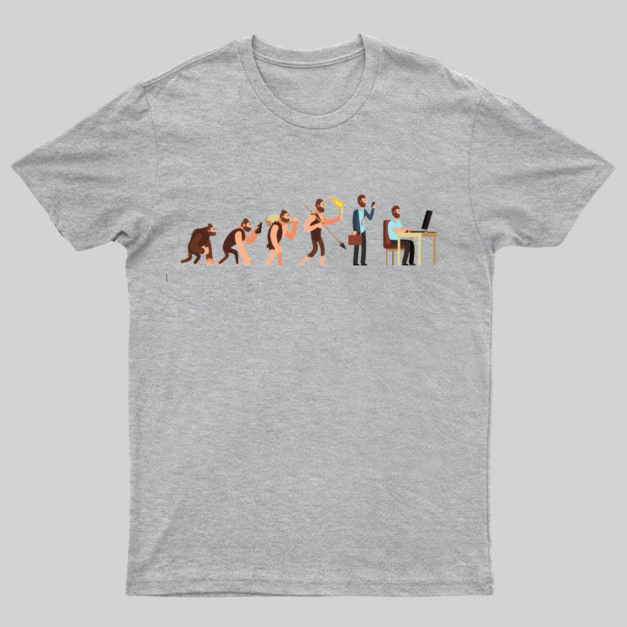 Human evolution From monkey to businessman and computer user Geeky T-Shirt