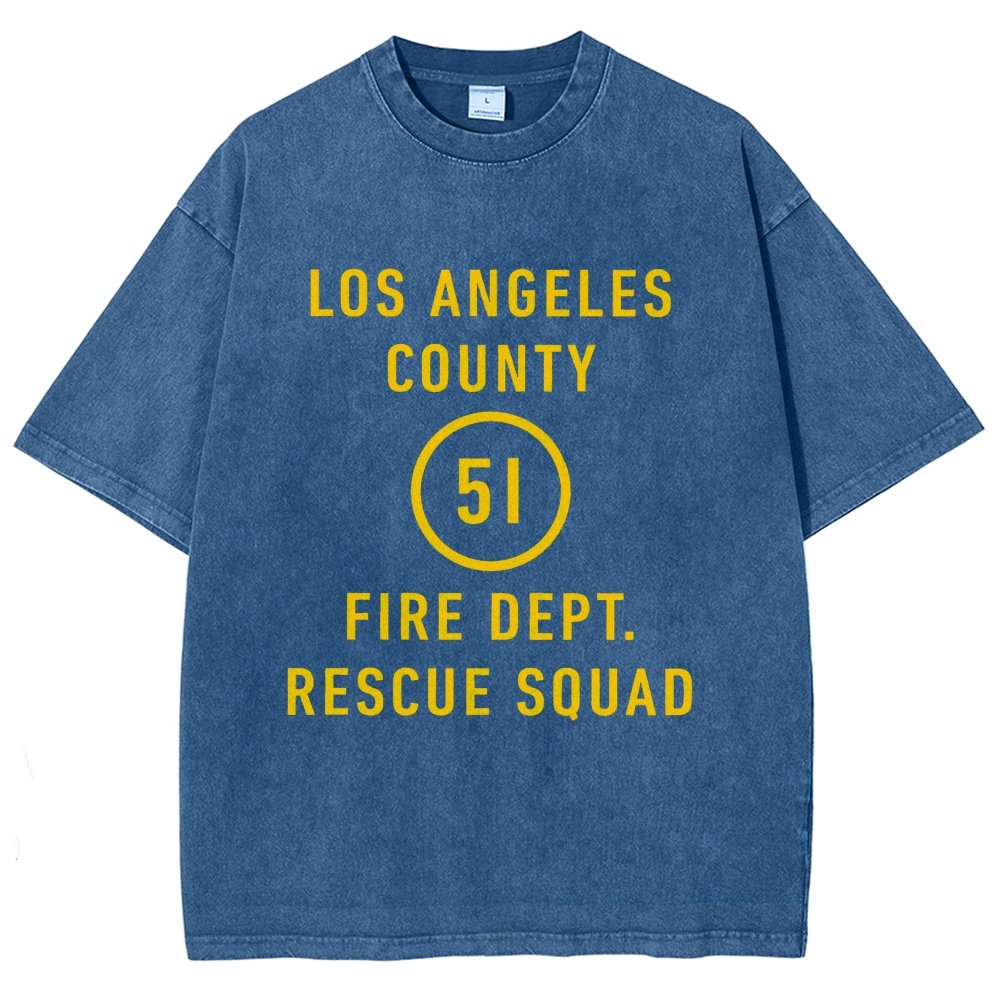 Emergency - Los Angeles County Fire Dept. Squad 51 Vintage Distressed T-shirt