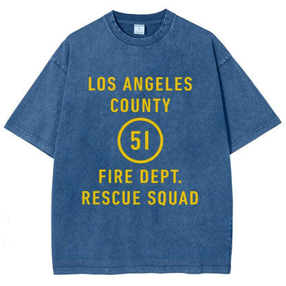 Emergency - Los Angeles County Fire Dept. Squad 51 Vintage Distressed T-shirt
