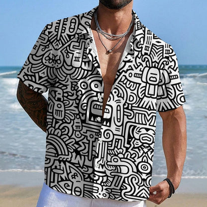 Retro Graffiti Art Print Geek Hawaiian Shirt