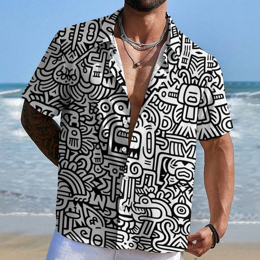 Retro Graffiti Art Print Geek Hawaiian Shirt