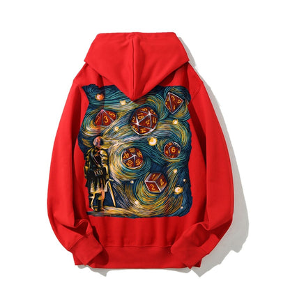 Starry Dice Printed Back Cotton Hoodie