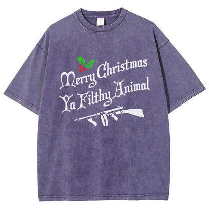 Merry Christmas Ya Filthy Animal Vintage Distressed T-shirt