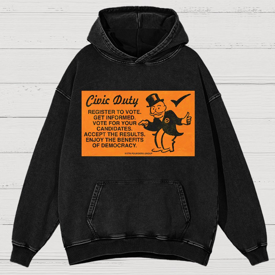 Civic Duty Card.Vintage Distressed Hoodie
