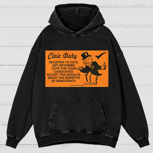 Civic Duty Card.Vintage Distressed Hoodie