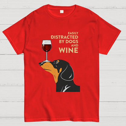 Easily Distracted By Dogs And Wine Geeky T-Shirt