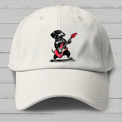 Dachshund Weenie Playing Guitar Cotton Hat