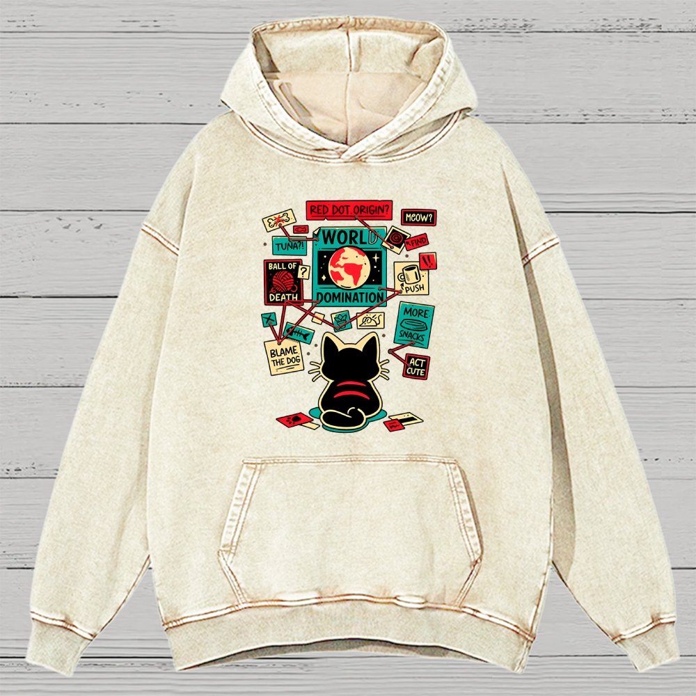 Cat Master Plan Vintage Distressed Hoodie