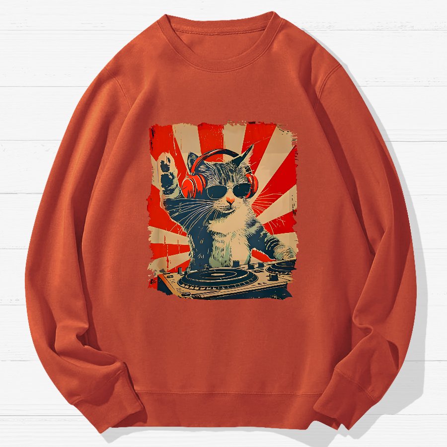 Rock Cat Geek Cotton Sweatshirt