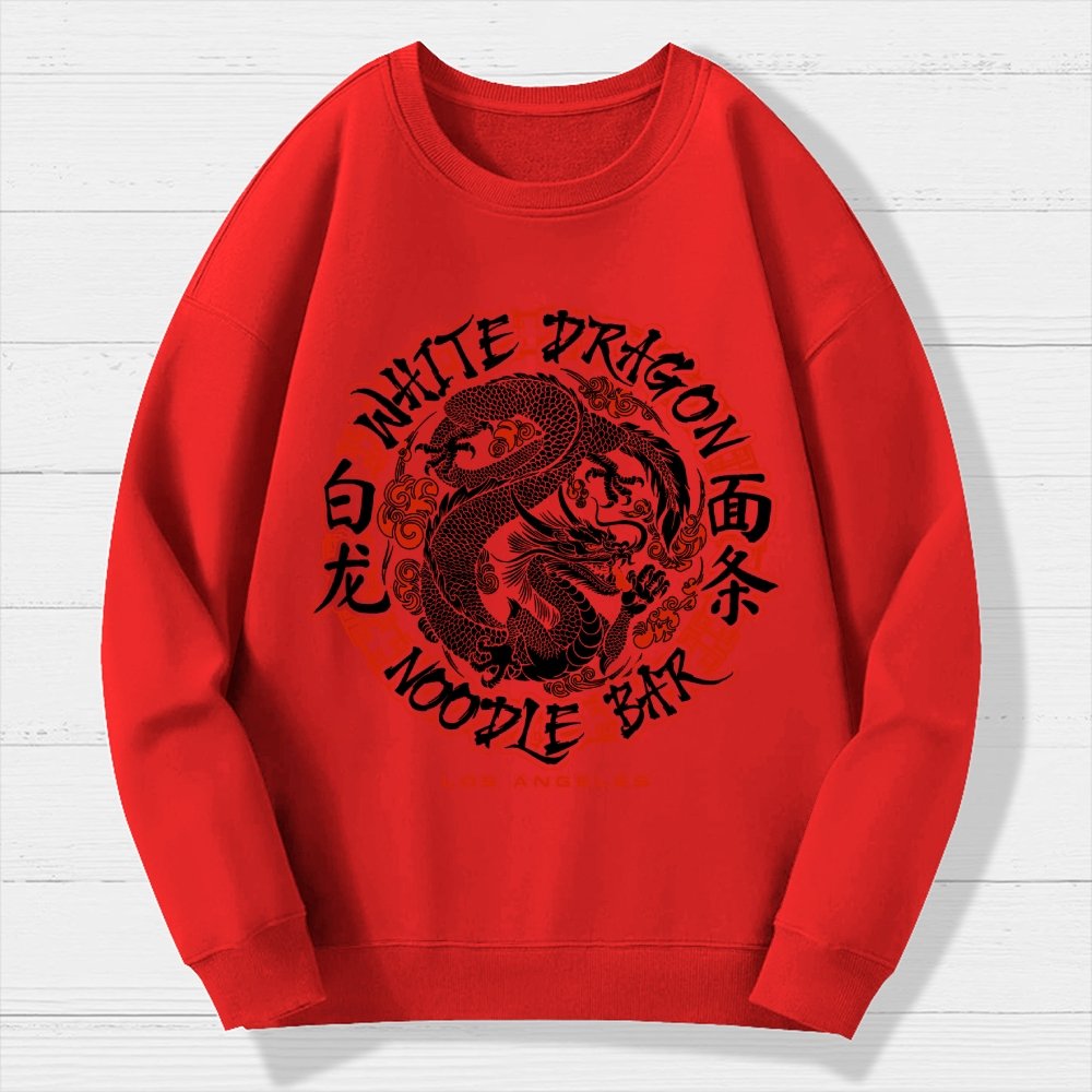 White Dragon Noodle Bar Oversized Geek Cotton Sweatshirt