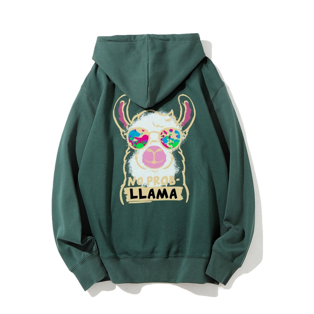 No probllama Printed Back Unisex Cotton Hoodie