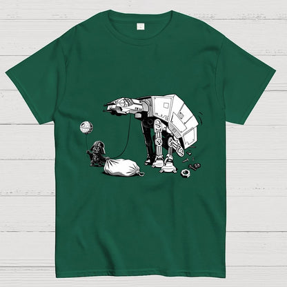 Picking Up Feces With A Huge Poop Bag Empire Robot Dog-Planet Battles Geek T-Shirt