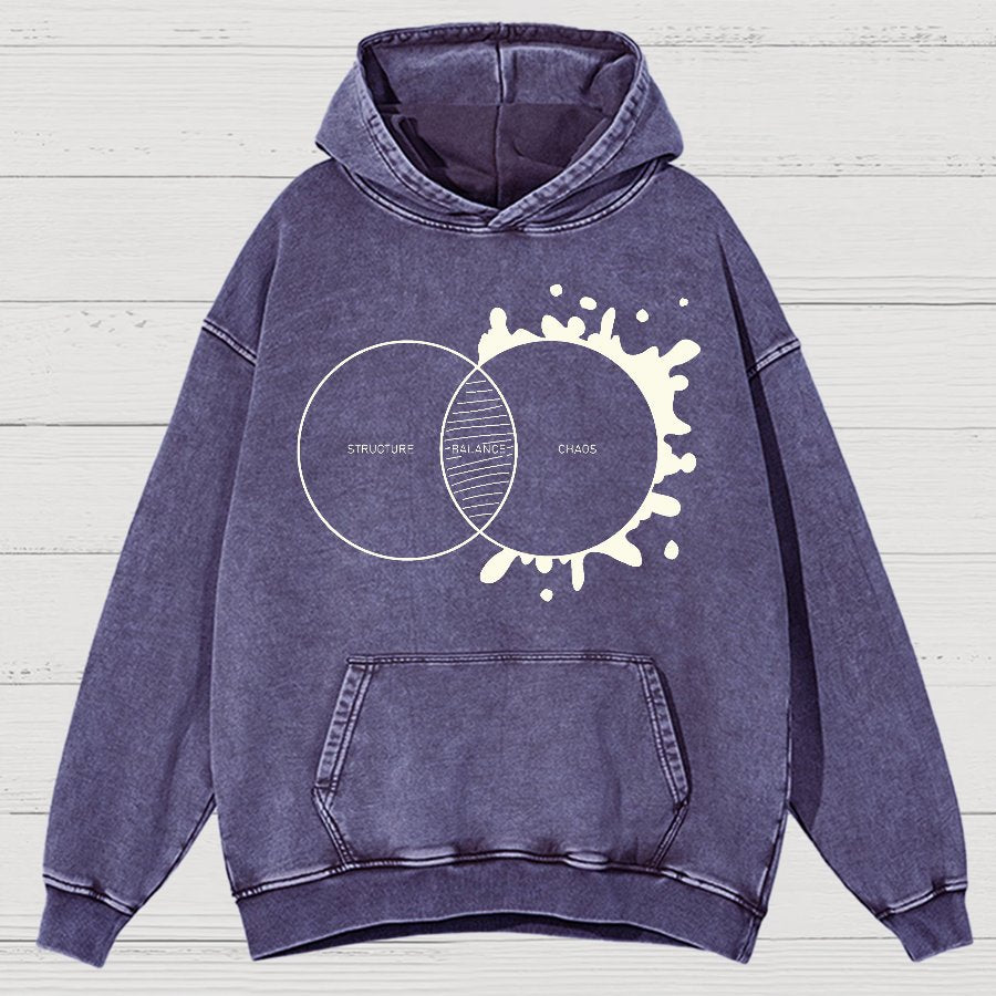 Balance Between Structure and Chaos Geek Vintage Distressed Hoodie