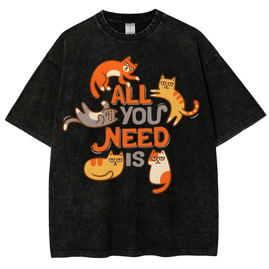 All You Need Is Cat Vintage Distressed T-shirt
