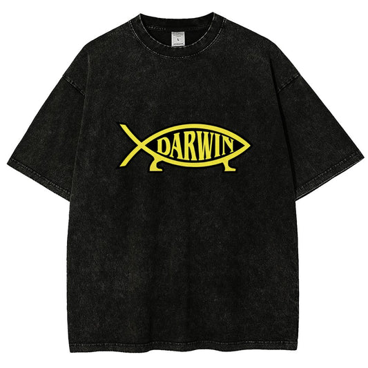 Darwin Fish Vintage Distressed T-shirt