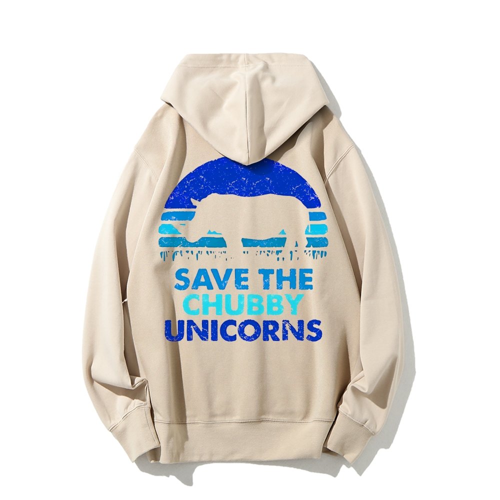 Save The Chubby Unicorns  Printed Back Unisex Cotton Hoodie