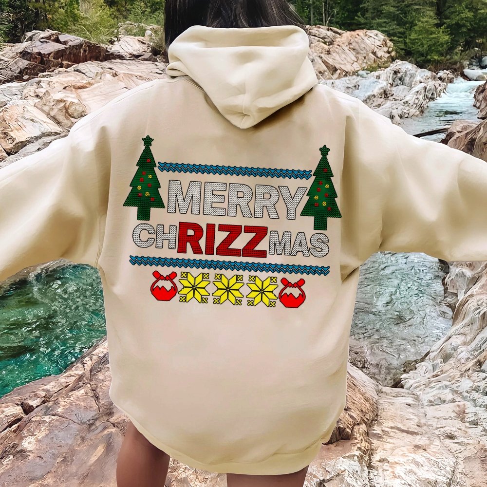 MERRY CHRIZZMAS Printed Back Unisex Cotton Hoodie