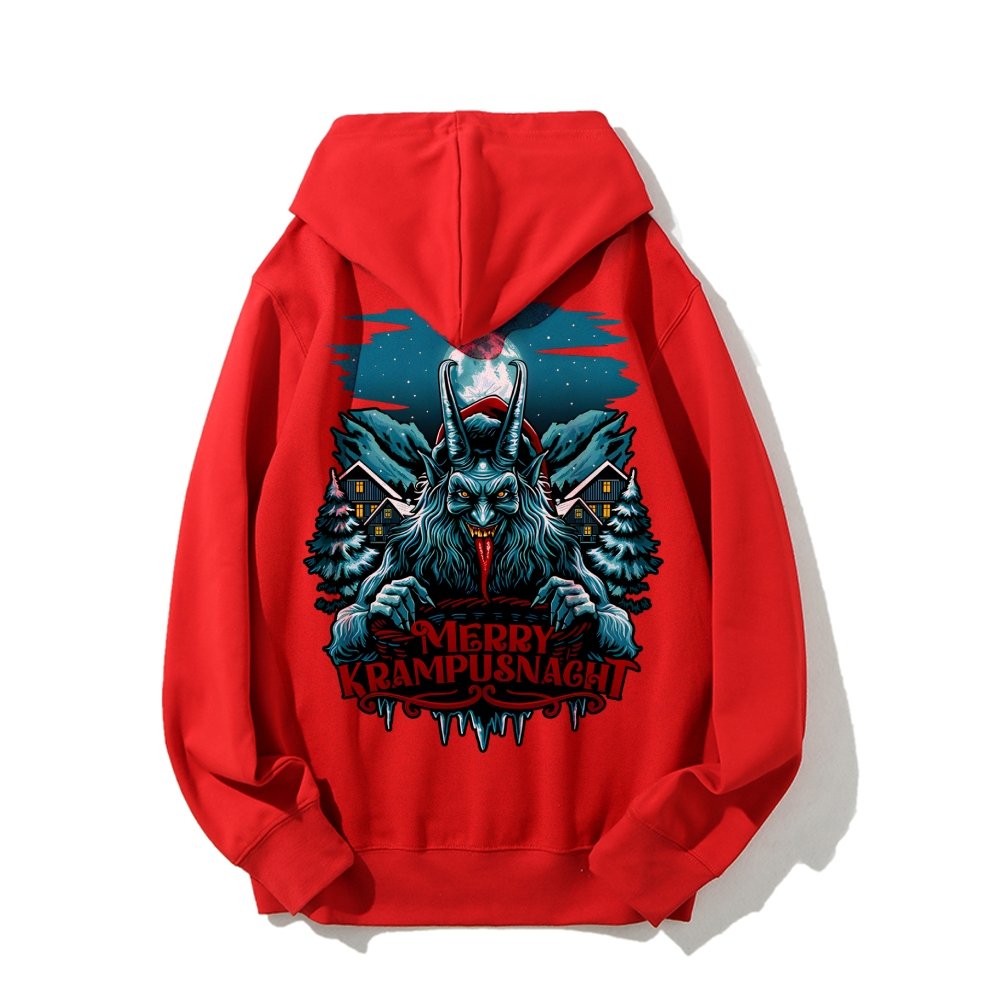 Merry Krampusnacht Printed Back Unisex Cotton Hoodie