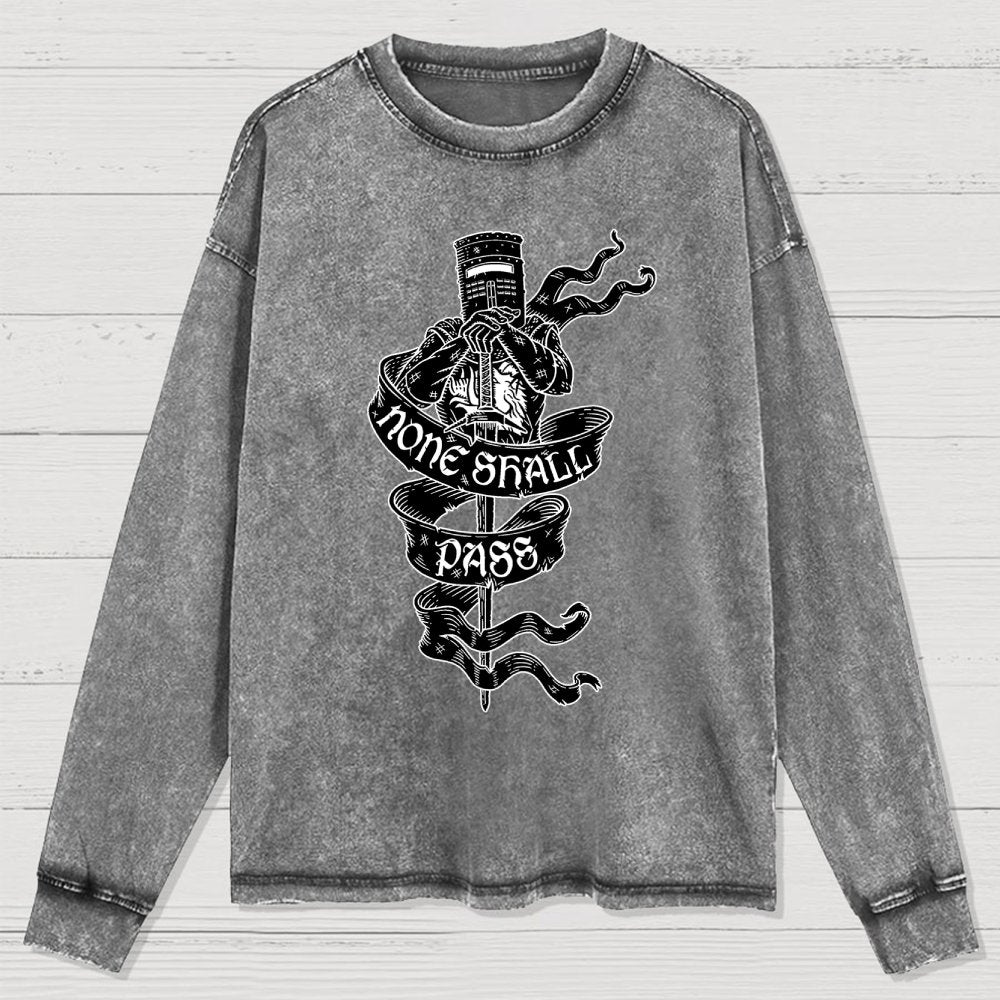 None Shall Pass Washed Long Sleeve Tee