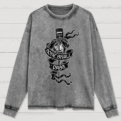 None Shall Pass Washed Long Sleeve Tee