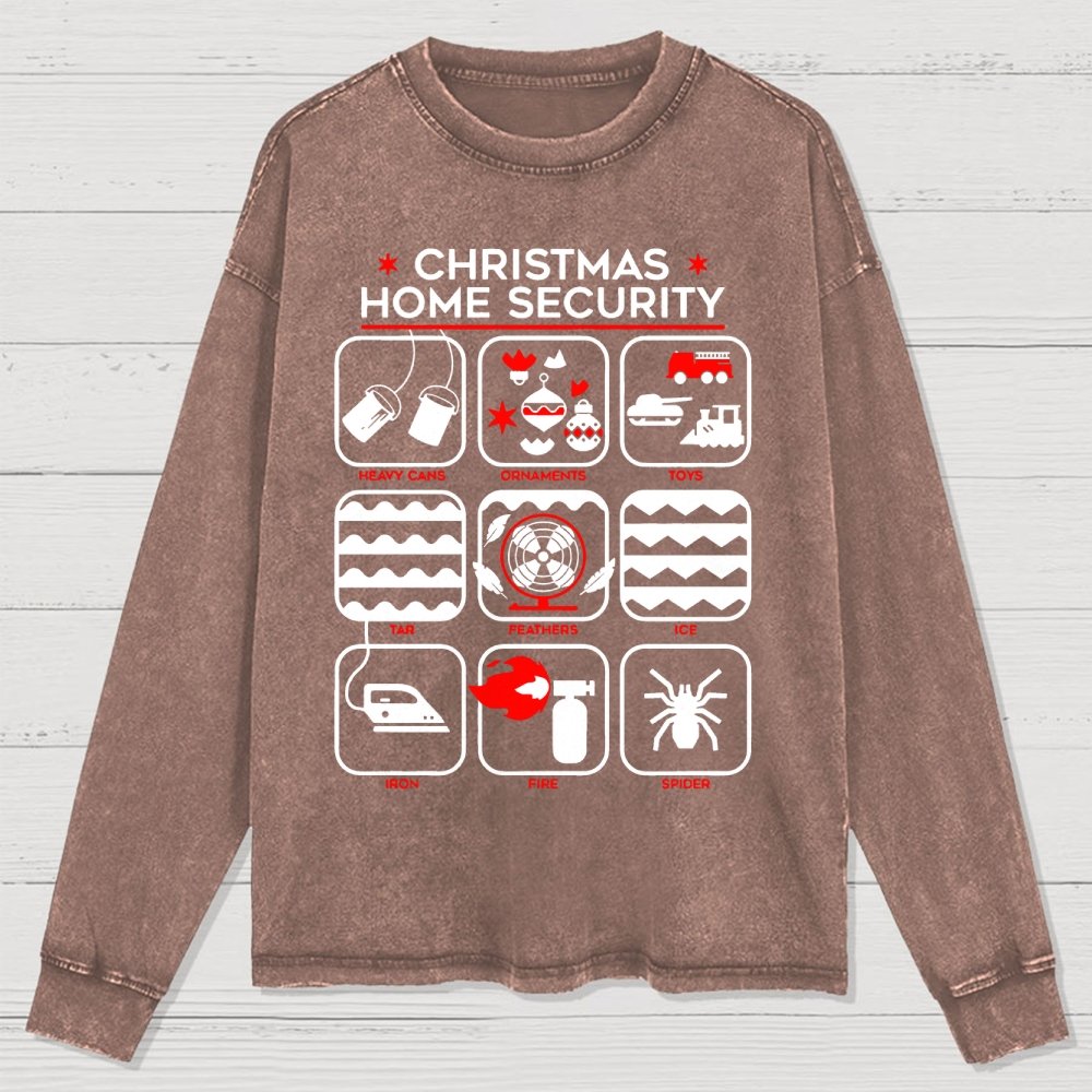 Christmas Home Security Washed Long Sleeve Tee