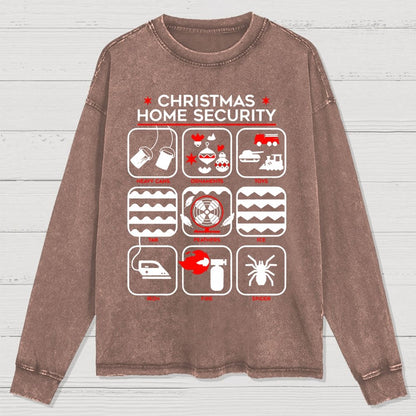 Christmas Home Security Washed Long Sleeve Tee