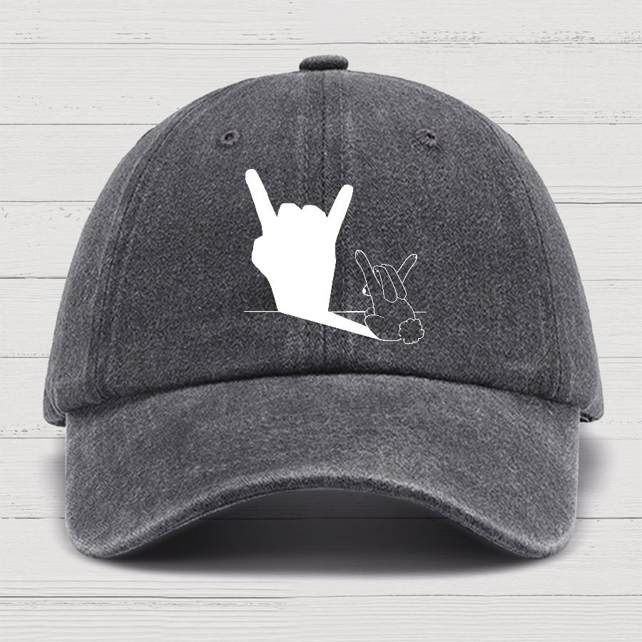 Rabbit Rock and Roll Hand Shadow Meme Style Unisex Gamer Movie Music Hat